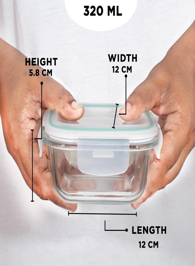 Allo FoodSafe Glass Lunch Box for Office with Leakproof Lock, Microwave Safe Airtight Leakproof Tiffin Box for Men & Women, Kitchen Container,Set of 1, 320ML (White) - Image 4